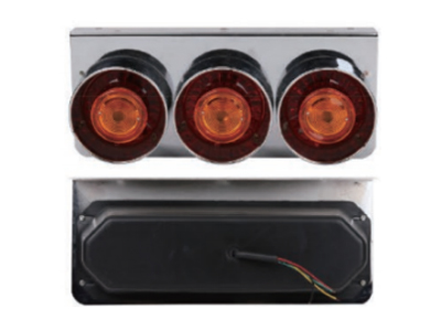 泡式-高面三圆型红黄后尾灯(铁架) 